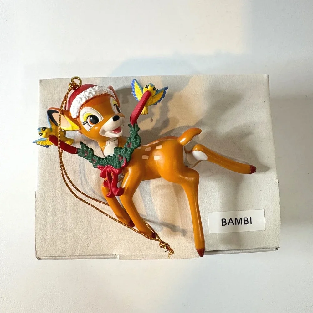 Disney Bambi Christmas Ornament Santa Hat Wreath Bluebirds Holiday Decor